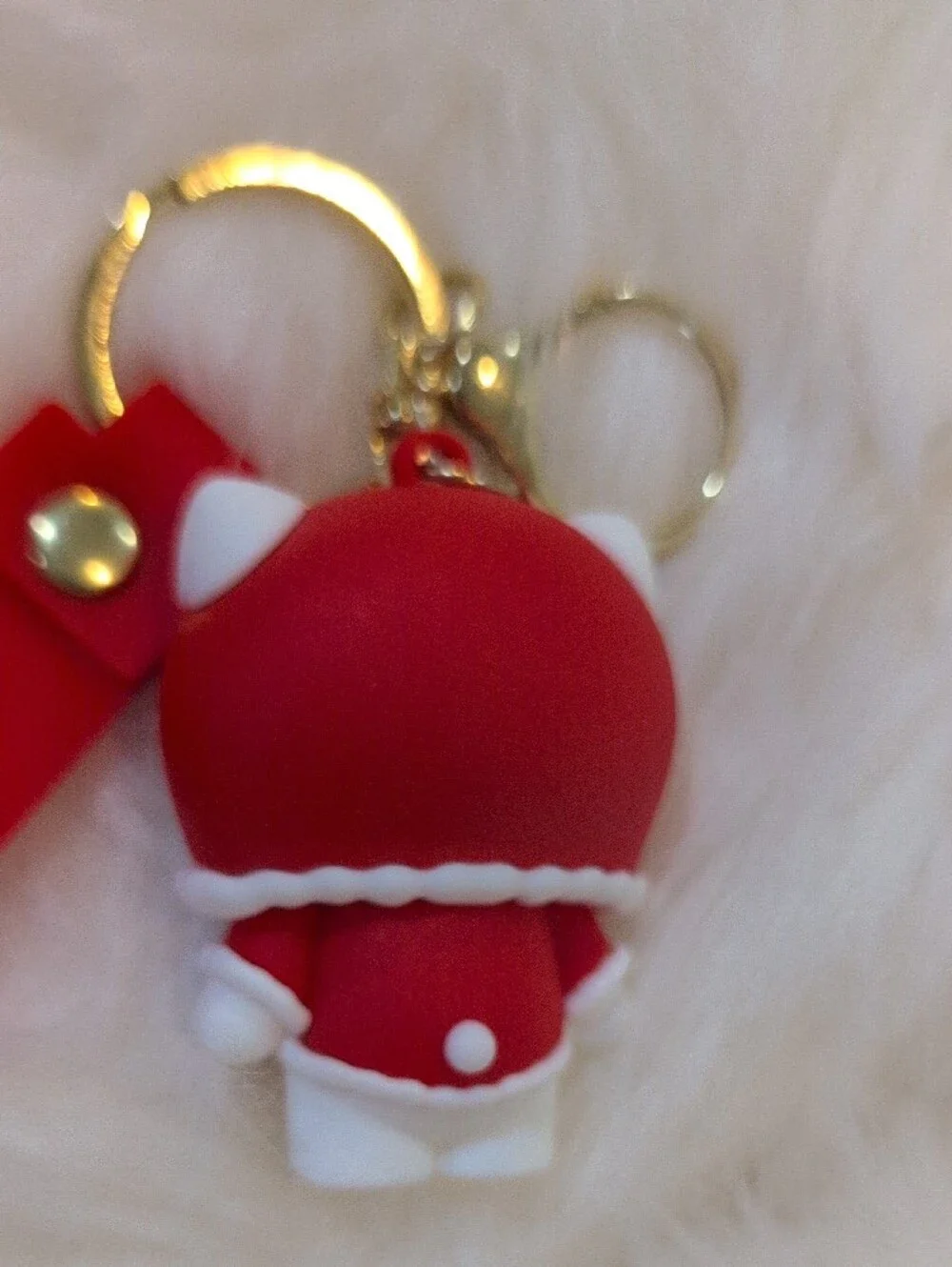 Hello Kitty Red & White Holiday Silicone Key Charm with Gold Hardware